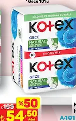 KOTEX NATURAL ULTRA GECE HİJYENİK PED 10'LU